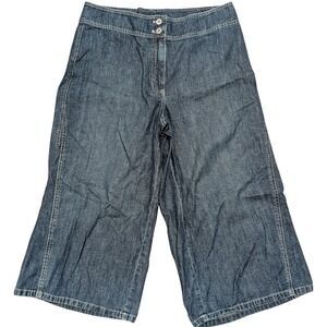 Chico's Platinum Jeans 2 Large 12 Denim Wide Leg Gauchos Crop Pants NWT NEW‎